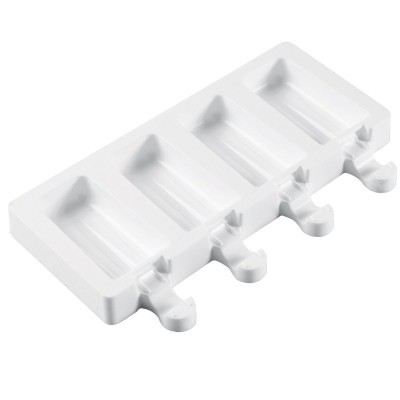 Forma branca de silicone para gelados largos com 4 compartimentos e pegas