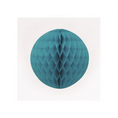 Bola decorativa azul turquesa de papel com textura colmeia