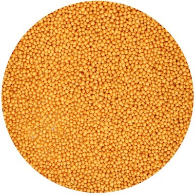 Pequenas esferas laranja em fundo branco em formato circular