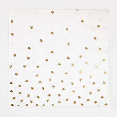 Guardanapo branco com estrelas douradas pequenas espalhadas