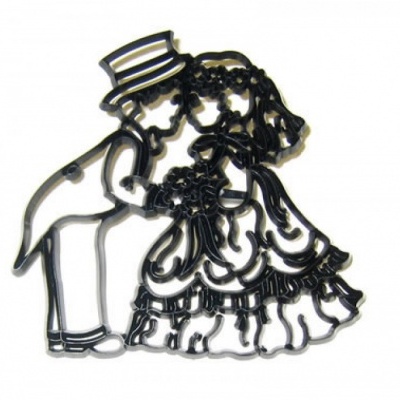 Figura decorativa de noivos em metal preto