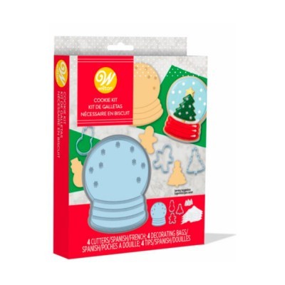Kit de cortadores e decorações para biscoitos Wilton com tema de Natal.