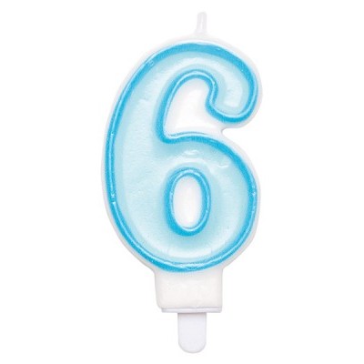 Vela de aniversário número 6 azul