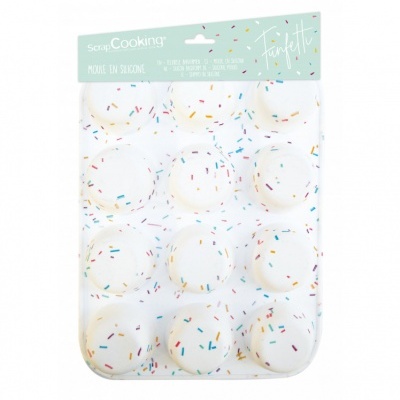 Forma silicone transparente com confetis coloridos para bolos