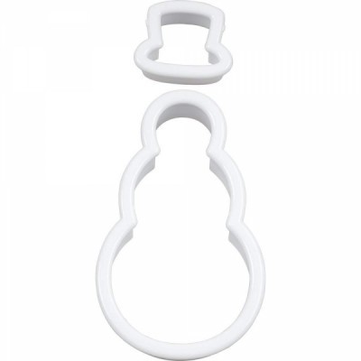 Cortadores de biscoitos de plástico branco com formas de boneco de neve e chapéu