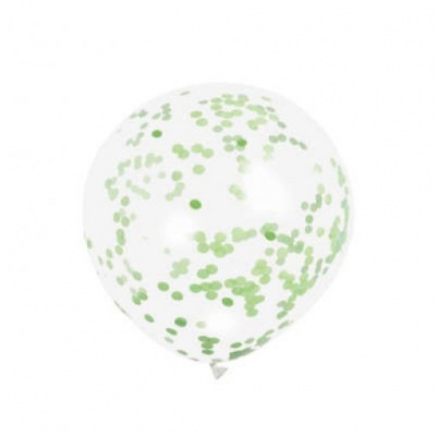 Balão transparente com confetes verdes