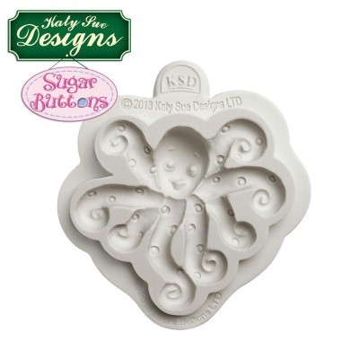 Molde de silicone branco em forma de polvo decorativo com texto de marca