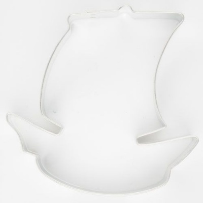 Molde para bolachas em forma de barco à vela de metal prateado