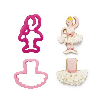 Moldes de plasticina e figuras decorativas de bailarina em fundo branco
