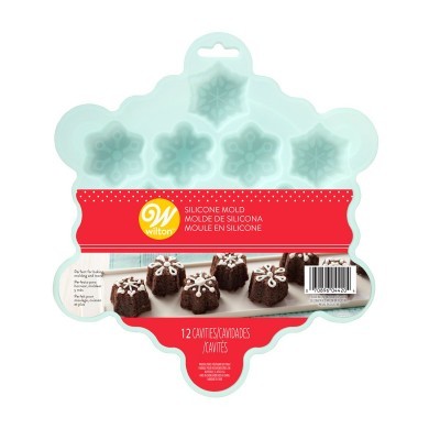 Molde de silicone Wilton azul claro com 12 cavidades em forma de flocos de neve