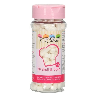 Frasco de confeitos 3D Skull & Bone FunCakes com tampa rosa