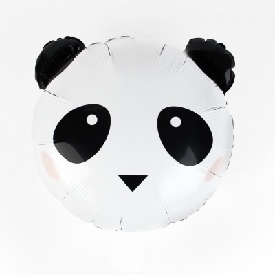 balão de alumínio redondo com rosto de panda preto e branco