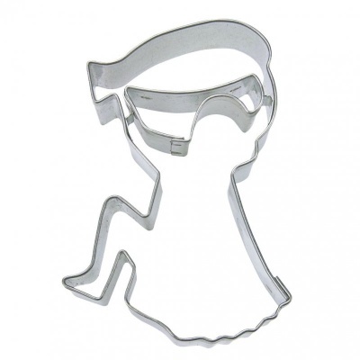 Forma de metal para biscoitos no formato de pessoa com vestido