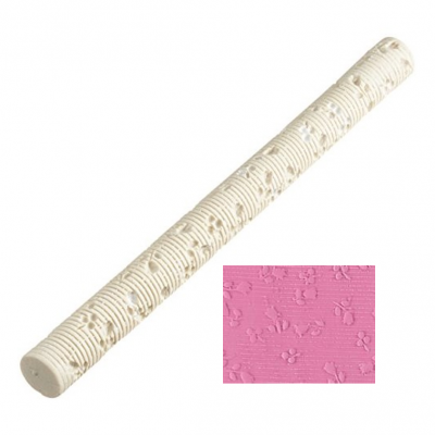 Rolo de textura branco com padrão floral em relevo