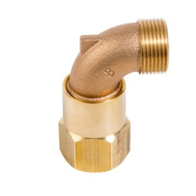 Adaptador de tubo em metal dourado e cobre com rosca e conexão hexagonal