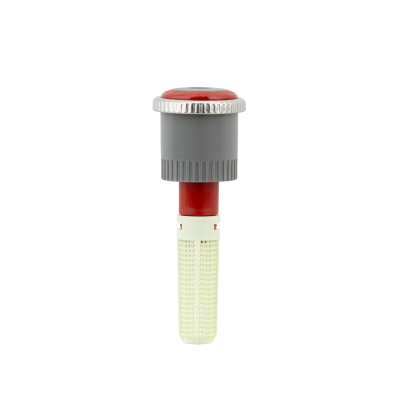 Aspersor de rega cinzento, vermelho e bege com anel prateado