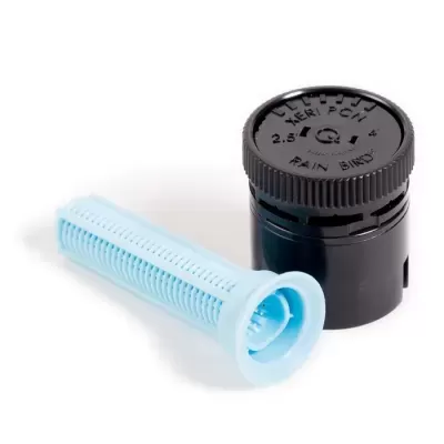 Dispositivo preto cilíndrico com texto e filtro azul tubular perfurado