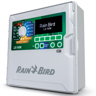 Controlador de irrigação Rain Bird LX-IVM com ecrã digital e botões coloridos