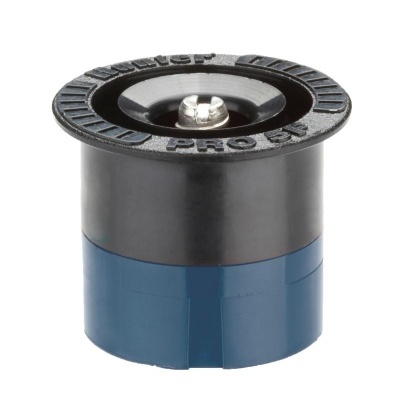 Aspersor de jardim preto e azul com texto RAIN BIRD PRO 5F no topo