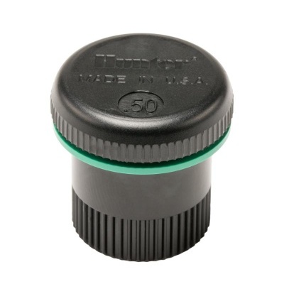 Cabeça de aspersor preta com texto Hunter MADE IN U.S.A. .50