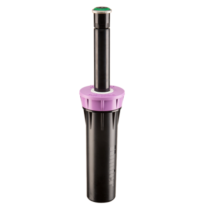 Aspersor de irrigação preto com anel roxo e tampa verde