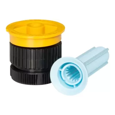 Filtros plásticos preto e azul claro com tampa amarela