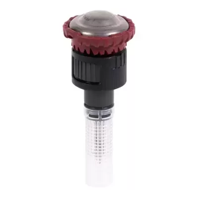 Aspersor de irrigação metálico e plástico com tubo translúcido e anel vermelho