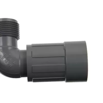 Conector de tubo plástico cinza escuro em ângulo
