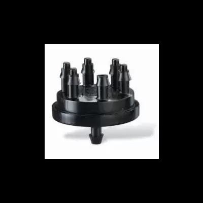 Conector de plástico preto circular com seis pinos