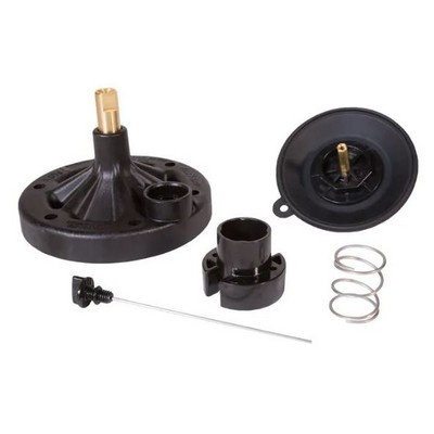 Conjunto de peças mecânicas em plástico preto com mola metálica