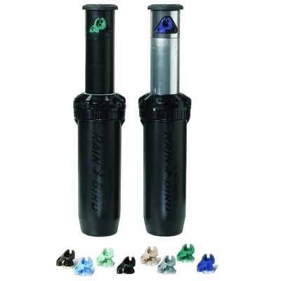 Aspersores Rain Bird com bocais coloridos para rega