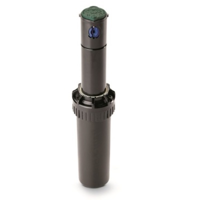 Aspersor de jardim preto com topo verde e azul