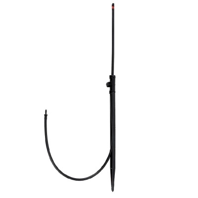 Aspersor de jardim preto com tubo flexível e base pontiaguda
