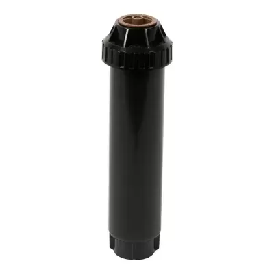 Aspersor de rega preto e castanho em fundo branco
