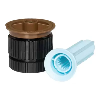 Dois filtros de plástico, um preto com castanho e outro azul claro