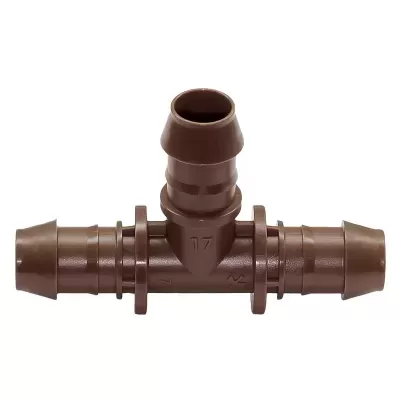 Conector T de plástico castanho para tubos