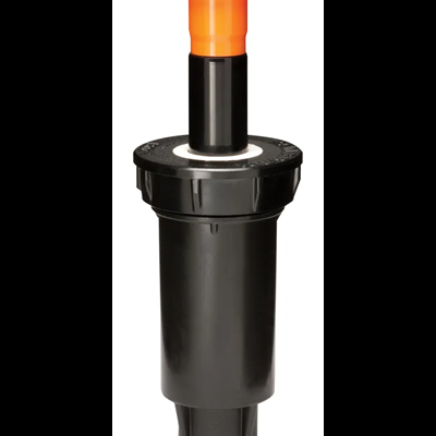 Aspersor de rega plástico preto com bocal laranja