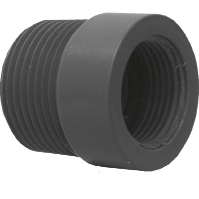 Adaptador de tubagem plástico preto com roscas
