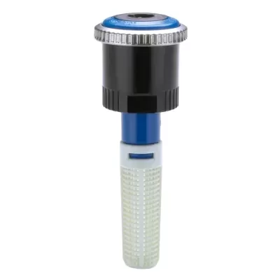Aspersor de irrigação plástico preto, azul e branco com grelha perfurada