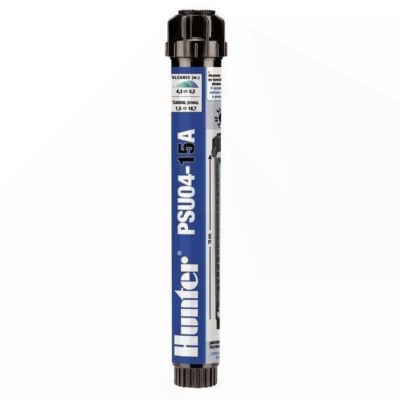 Aspersor preto e azul Hunter PSU04-15A com etiquetas