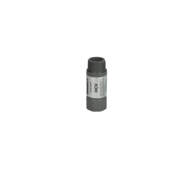 Filtro para água cinza com etiqueta branca e texto CHEM FILTER HCV