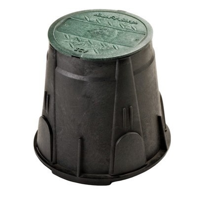 Vaso de plástico preto com tampa verde texturizada com padrão de folhas
