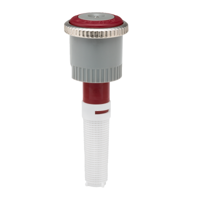 Bico de aspersor em plástico cinzento, vermelho e branco