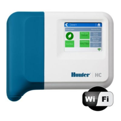 Controlador de irrigação Hunter HC com ecrã digital e símbolo Wi Fi