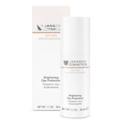 Embalagem branca do produto Janssen Cosmetics Fair Skin Brightening Day Protector