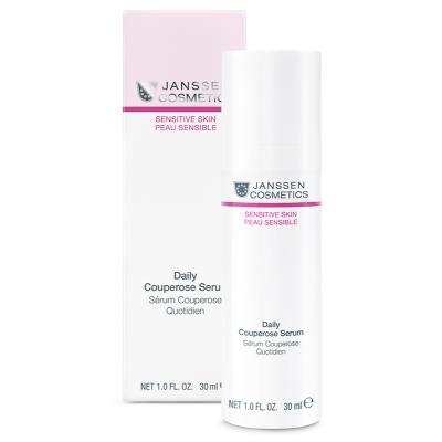 Frasco e caixa de sérum facial Janssen Cosmetics Daily Couperose Serum
