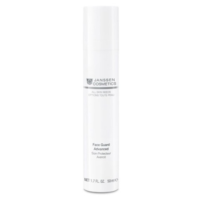 Frasco branco de cosmético Janssen Cosmetics Face Guard Advanced