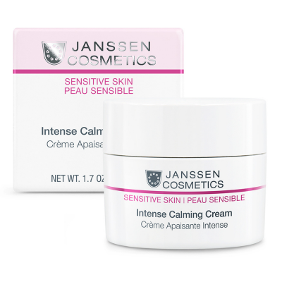 Creme calmante intenso para pele sensível em embalagem branca da Janssen Cosmetics