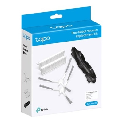 Kit substituição aspirador robô Tapo com escovas e filtros em embalagem azul e branca.