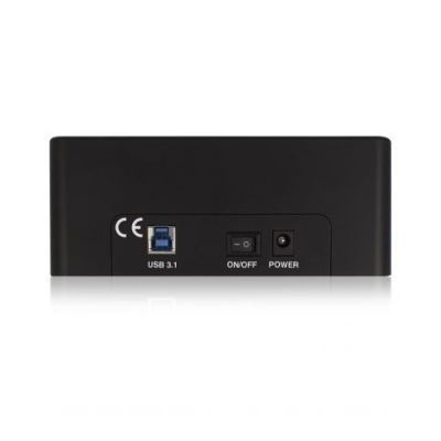 Dispositivo eletrónico preto com USB 3.1 e interruptor ON/OFF